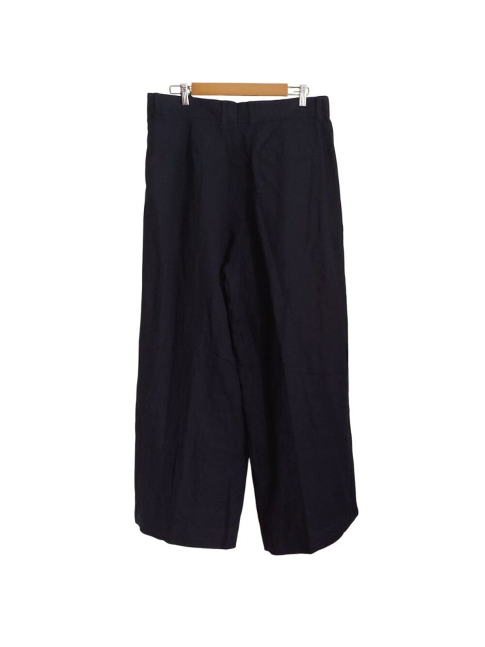 COS Wide Leg Linen Blend Pleated Pants Minimalist Quiet Luxury Lagenlook 14 Navy - Picture 3 of 10